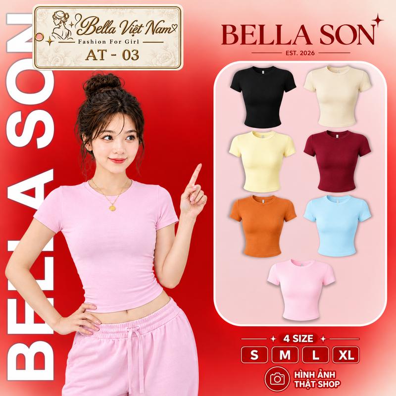 Áo Thun nữ ôm body cổ tròn tay ngắn dáng Croptop, AT- 03 chất liệu Borip…