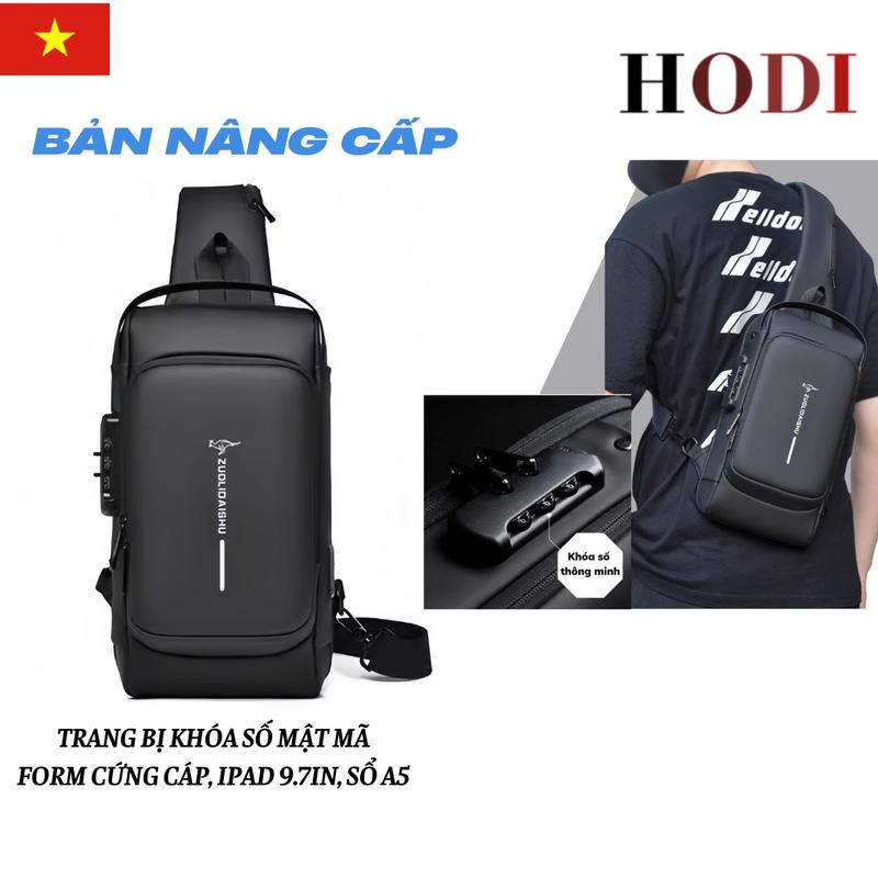 Túi đeo chéo nam HODI [BẢN NÂNG CẤP] da Pu chống nước, túi chéo nam khoá mật mã cao cấp an toàn nhiều ngăn đeo vai H02