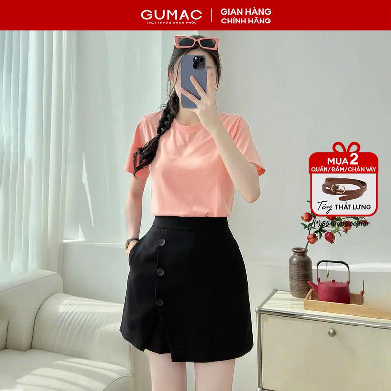 MUA 2 TẶNG THẮT LƯNG Quần váy nữ xẻ đắp đính nút vải tuyết mưa mưa dặn thoáng mát thời trang GUMAC LQE0303 - LSHF1201