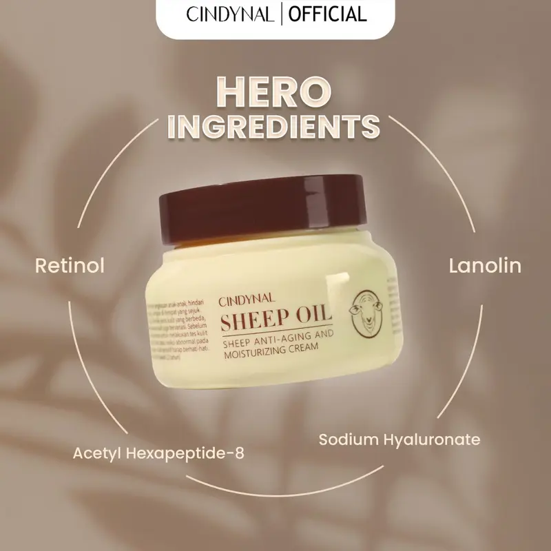 BPOM Cindynal Sheep Oil Moisturizing Cream Goat Milk Anti Aging Pelembab Wajah Kering dan Kusam / Skin Barrier Moisturizer 1