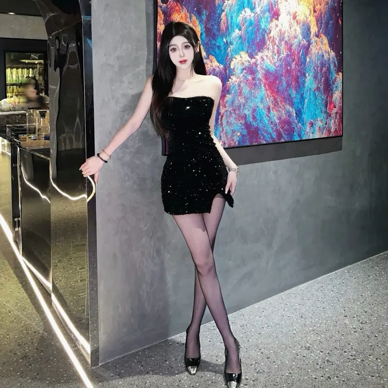 open lace back dress Royal Blue /Black Bling Bling Homecoming Dress ZHM070 main image 1