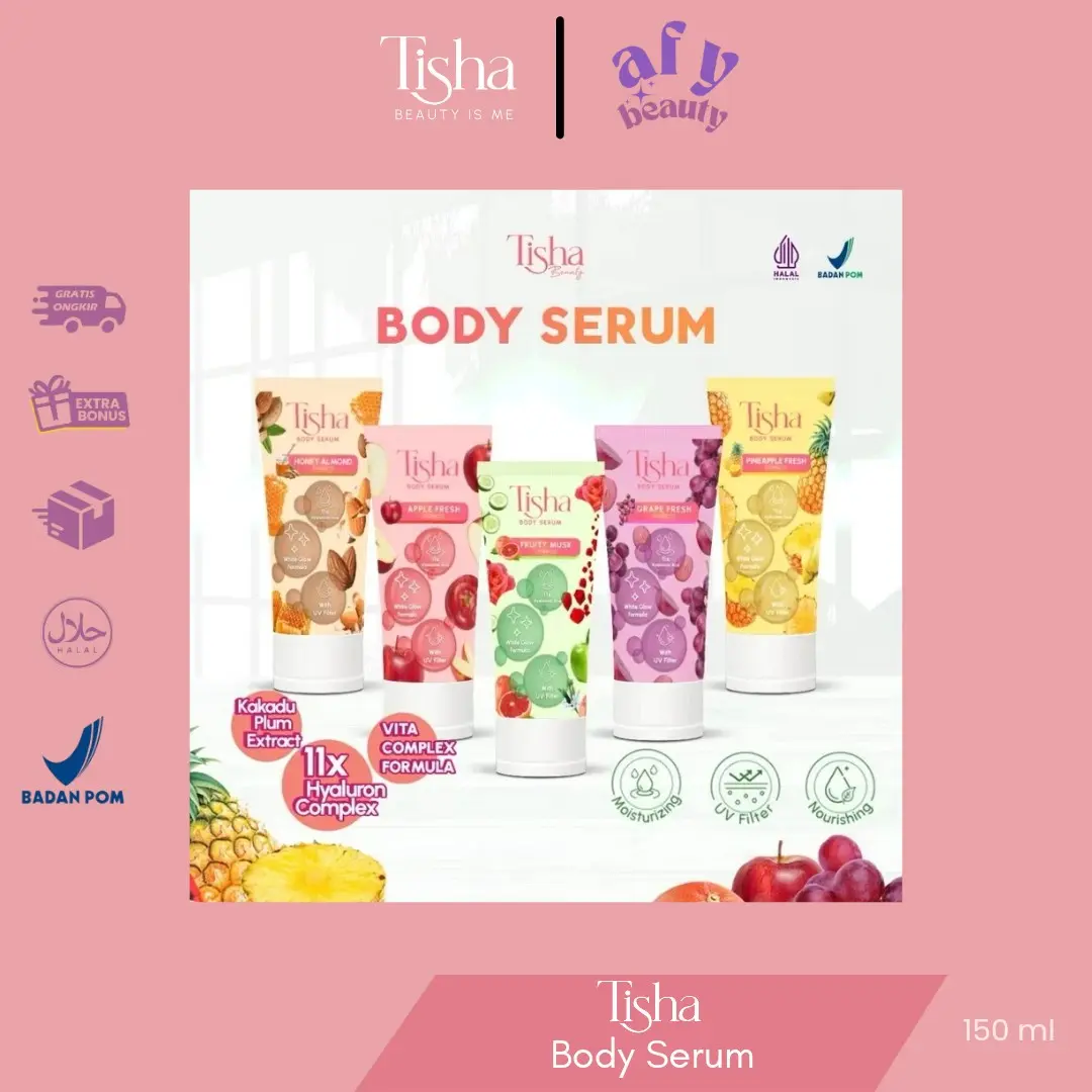 [READY] TISHA BODY SERUM HONEY ALMOND | APPLE MUSK | FRUITY FRESH | GRAPE FRESH | PINEAPPLE FRESH 150ML