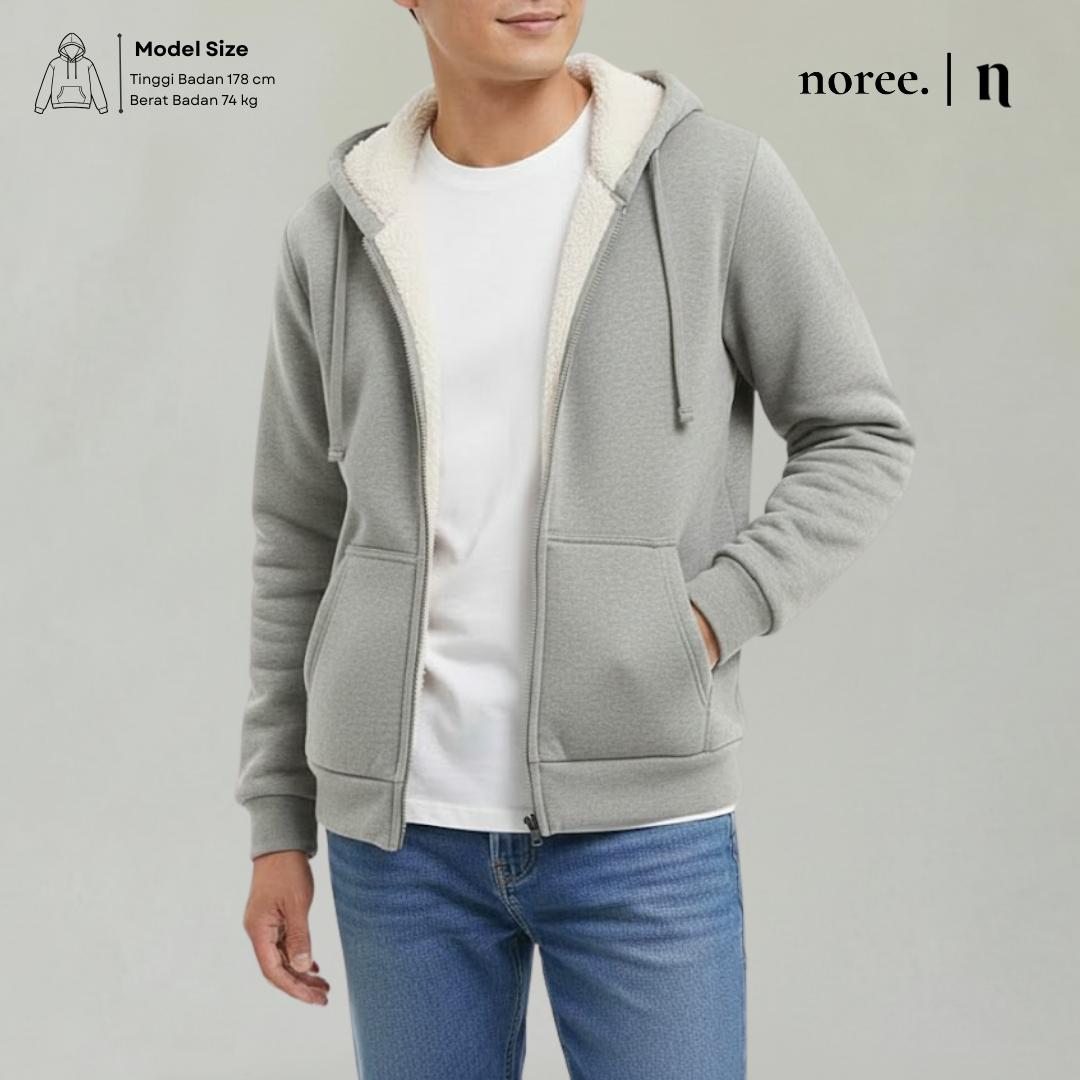Noree Sherpa Fit Hoodie Zipper Cotton Fleace Sherpa Full Bulu | Abu Misty
