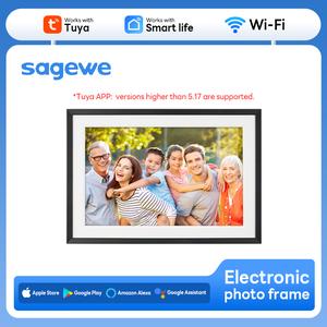 กรอบรูปดิจิตอล, SAGEWE, เซ็นเซอร์ WiFi, หน้าจอสัมผัส IPS HD 1280x800, อิเล็กทรอนิกส์, หน่วยความจำ 32GB, แชร์รูปภาพ / วิดีโอทันทีผ่านแอป Tuya จากทุกที่