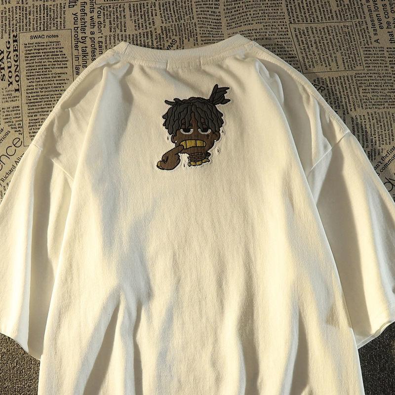 Áo Thun Ngắn Tay Chân Dung Hip Hop 100% Cotton Áo Unisex Dáng Rộng Phong Cách Instagram Mùa Hè 1
