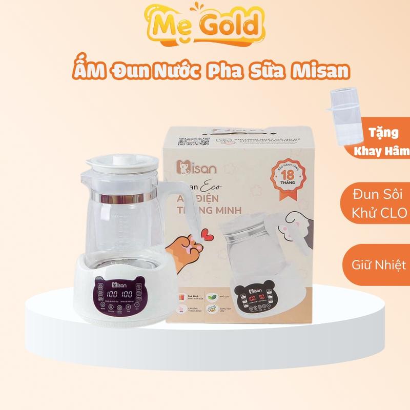 Ấm đun nước pha nữa Misan dung tích 1300ml khử Clo an toàn cho bé, Bình đun nước pha sữa giữ nhiệt cho bé