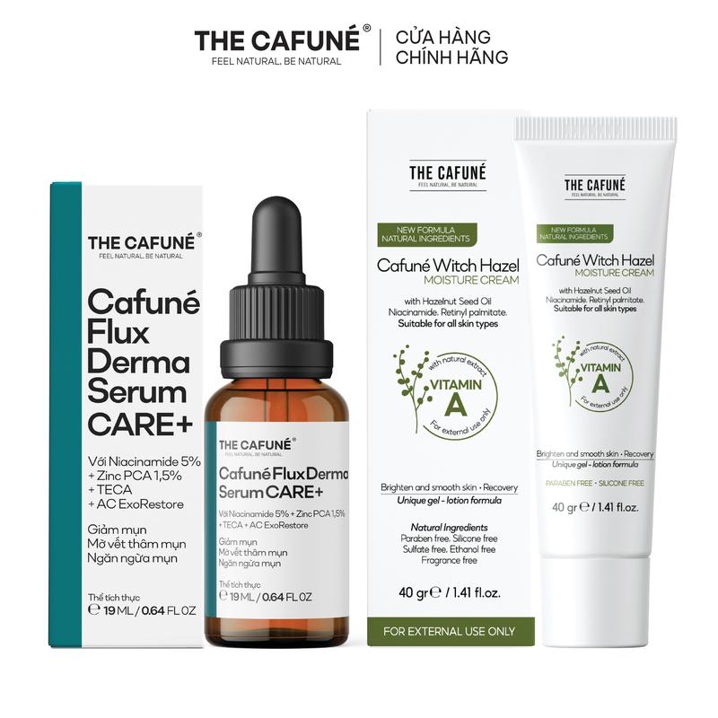 Combo Serum Mụn Cafuné Flux Derma Gel 20g + Kem Dưỡng Ẩm Witch Hazel 40g - Chăm Sóc Da Mụn Hiệu Quả