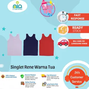 NIA Singlet Bayi Rene Kaos Dalam Anak Warna Polos Tua & Muda 0-6 Bulan