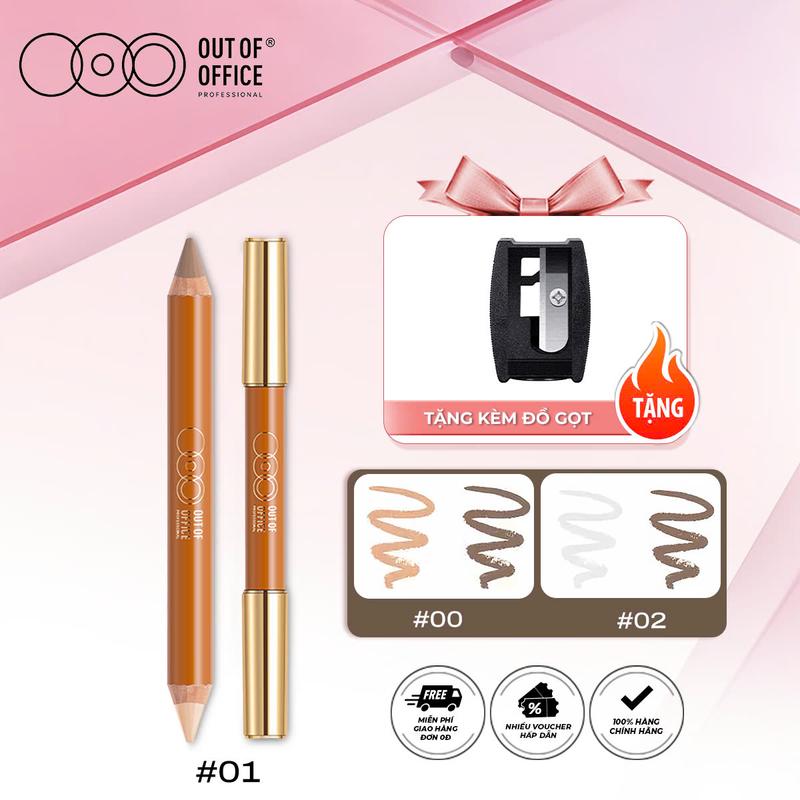 Bút Tạo Khối & Highlight 5g OutOfOffice 2 Đầu Tiện Lợi , Thiết Kế Đầu Bút Nhỏ Giúp Dễ Dàng Tạo Khối Cho Gương Mặt Giúp Da Lấy Lại Độ Căng Bóng , Phù Hợp Da Khô Và Da Hỗn Hợp Thiên Khô