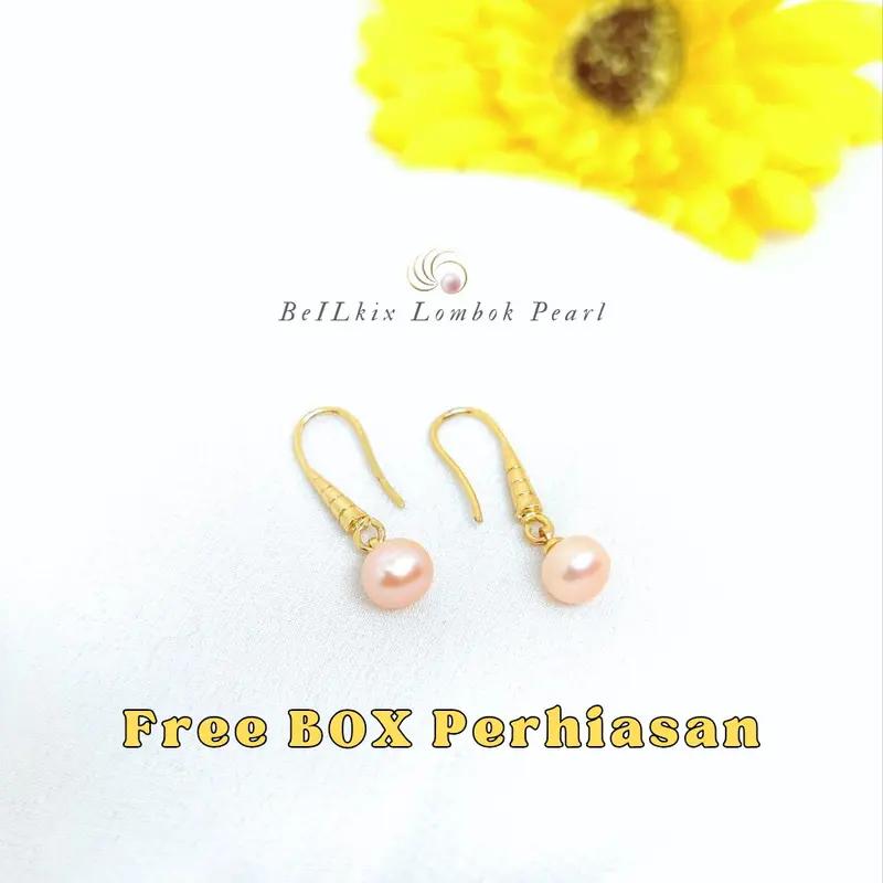 Anting Earring Mutiara Air Tawar Lombok Asli Original Besertifikat Perempuan Anggun Etnis 1