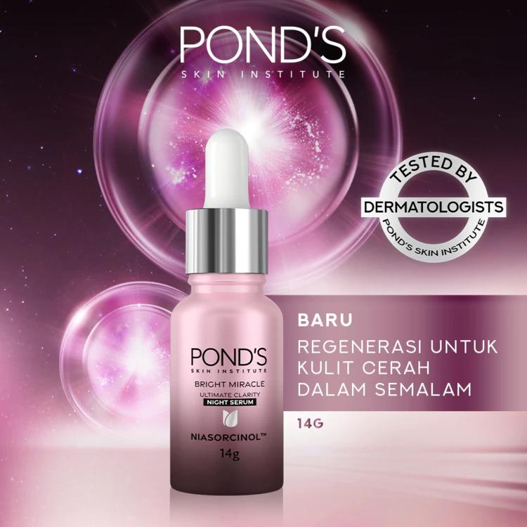 Pond's Bright Miracle Ultimate Clarity Night Serum 14G Acid Hitam Kusam Memudarkan 1