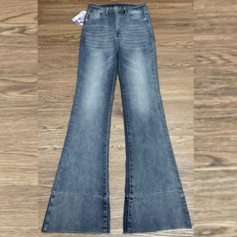 Jennie Cutbray Jeans Higwaist Lipatan Kaki Besar Jeans strecht Wanita