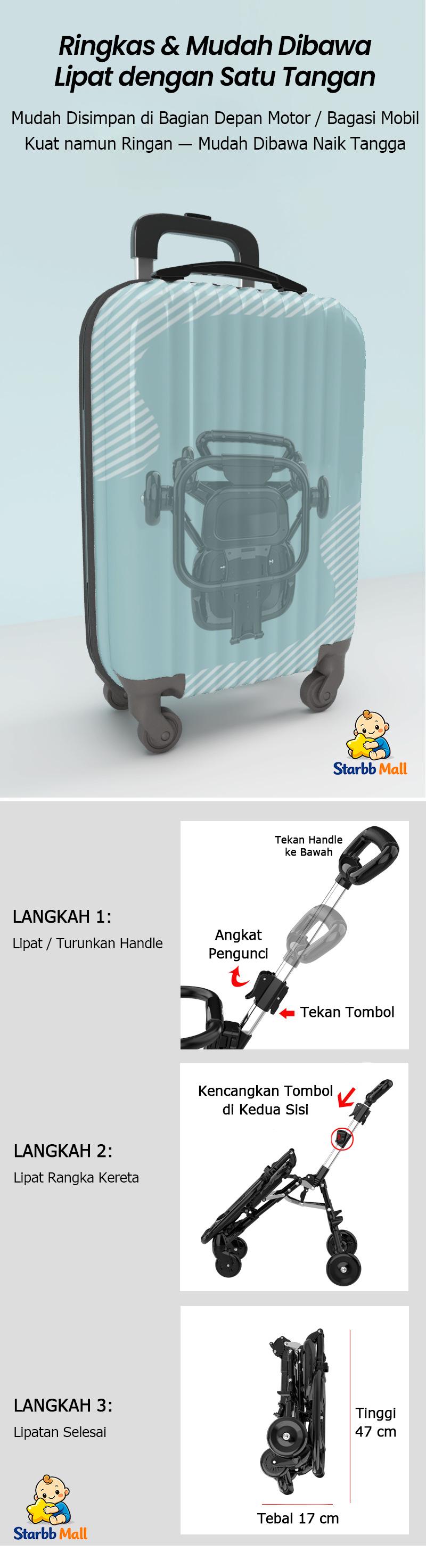 [Bisa COD] Starbb Mall Stroller Bayi Travelling Ibu Bayi Perlengkapan Bayi Stroller Travel Kereta Portable Dorong Kereta Dorong Bayi Lipat 2 Arah Travelling Stroller Bayi Anak-Anak Kursi Dorongan