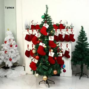 Calcetines de Navidad tejidos con letras, Medias personalizadas con inicial, Calcetín colgante para chimenea de doble cara, Decoración para fiesta navideña