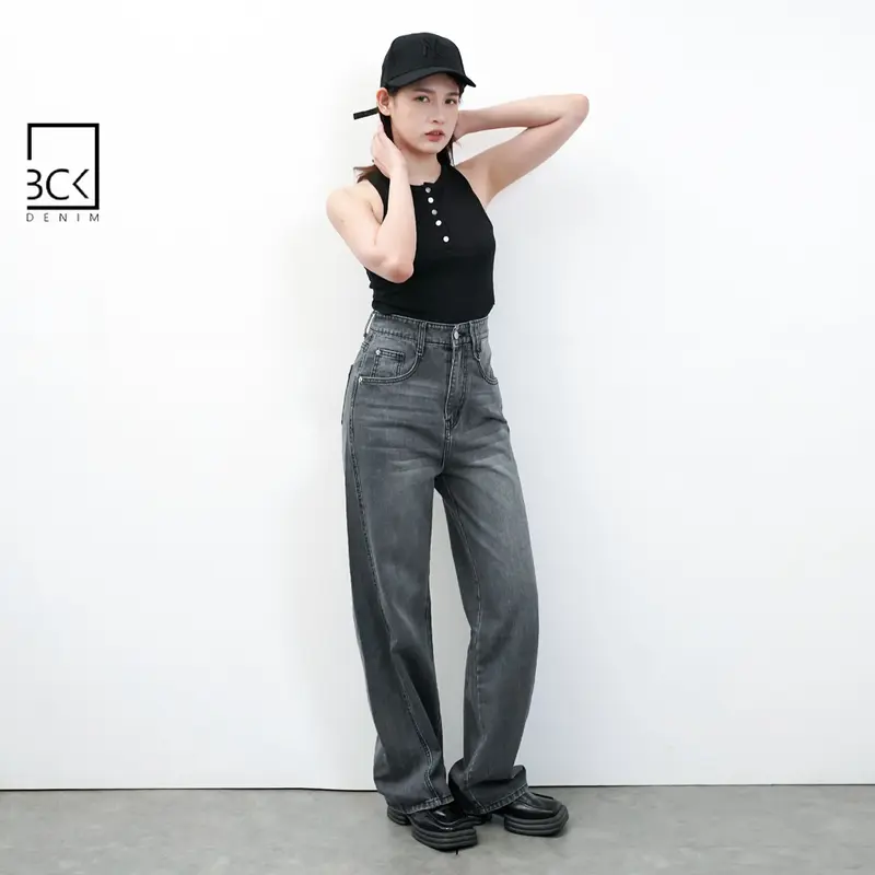BCK - Celana Highwaist Baggy Loose Jeans Bianca Biru Denim 5
