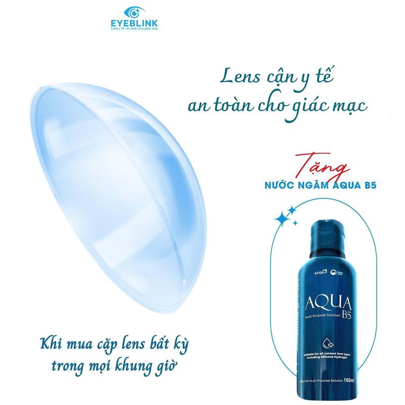 Kính áp tròng y tế trong suốt chống UV Eyeblink, thời gian đeo 14-24h/ngày, HSD 12 tháng