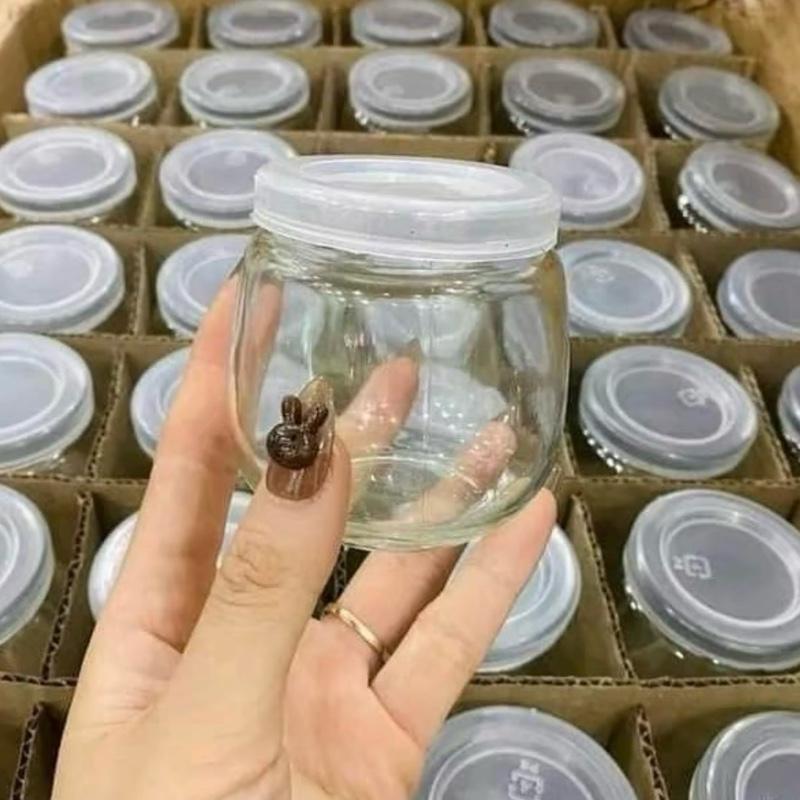 Bộ 12 Hũ Thủy Tinh Làm Sữa Chua 200ml – Thủy Tinh Đẹp – Nắp Nhựa Dẻo