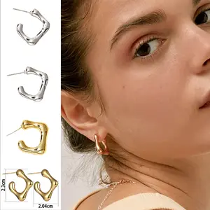 Anting Perhiasan Wanita Anting Gaya Korea Anting Lapis Emas 925/Anting Modis