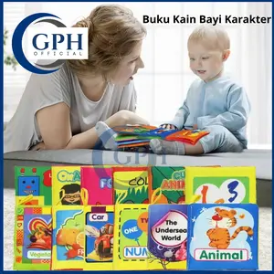 Buku Kain Bayi Karakter Baby Cloth Book Halus Mainan Kresek-Kresek Edukasi Anak Balita Belajar Membaca Cerita Gambar 6 Bulan- 1 Tahun Keatas Buku Bantal Balita