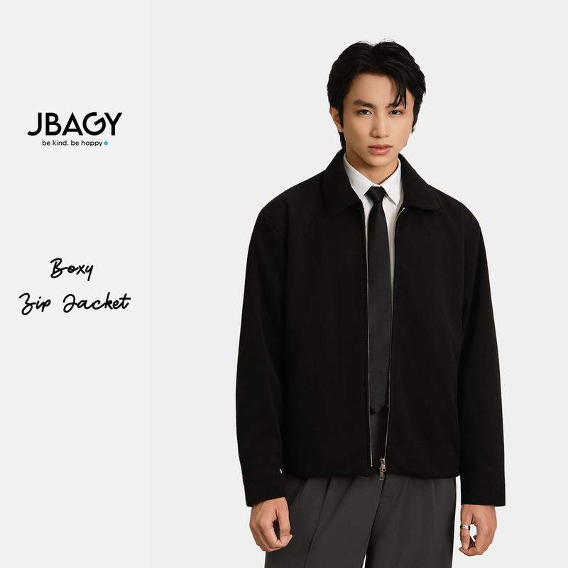 JBAGY Áo Khoác Nam JBAGY Zip Jacket 2 Chiều form Boxy Vải Dạ Cao Cấp JK001