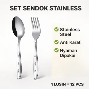 SENDOK STAINLESS STEEL 12 PCS | Anti Karat | Sendok Makan Harian Premium