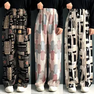 1 pcs KULOT wanita dewasa kekinian rayon premium katun motif random salur abstrak polkadot bunga-bunga celana panjang katun premium motif random