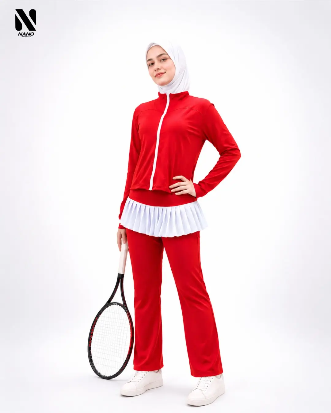 AIRA MERAH PUTIH - Baju Olahraga Merah Putih - Baju Senam Muslim