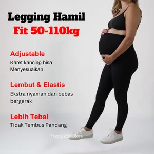 HS Legging Hamil Jumbo Premium Bahan Spandex Katun / Celana Panjang Bumil Polos Wanita Model Karet Bisa Stel Ukuran Perut