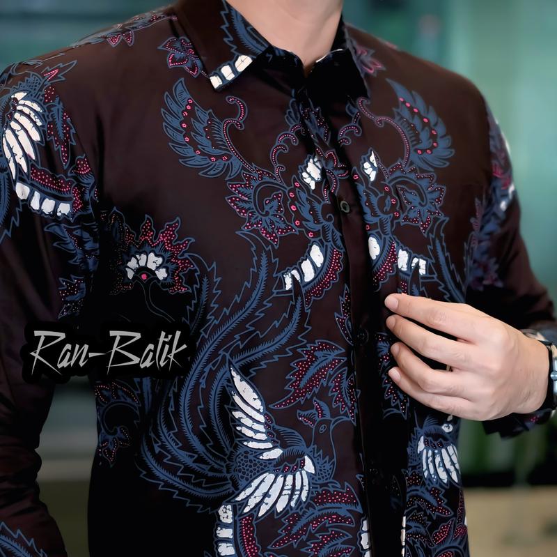 Product Introduction of Kemeja Batik Slimfit Pria Premium Lapis Puring Motif Motif ASKAR Burgundy Katun 100% - Panjang 1