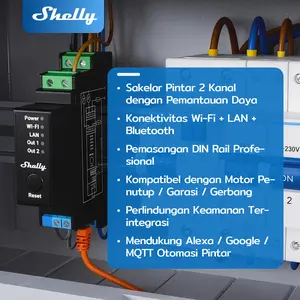 Shelly Pro 2PM WiFi & LAN 2-Channel Smart Relay Switch with Current Measurement - 25A Compatible with Alexa & Google Home Remote Control | No Hub Required [Energy Class B]