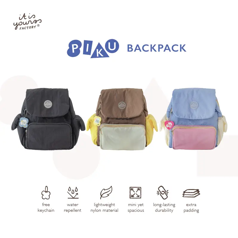 ITISYOURSS PIKU Mini Backpack | Ransel Mini | Ransel Cewe | Ransel Murah | Tas Wanita | Ransel Korea | Ransel Estetik | Ransel Gemes