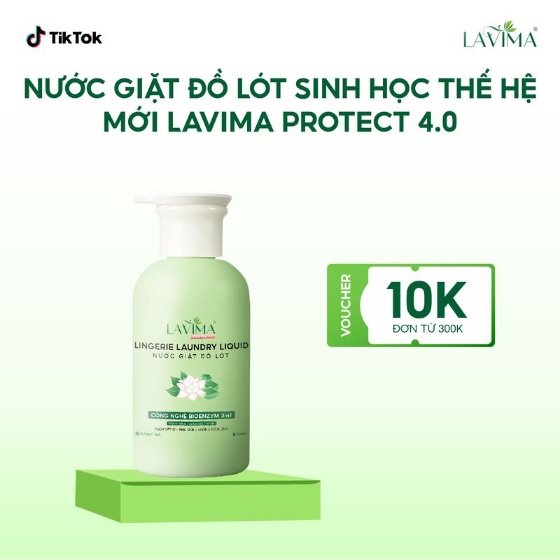 Nước Giặt Đồ Lót Sinh Học Thế Hệ Mới Lavima Protect 4.0 x3 Enzym Sinh Học Làm Sạch Vết Ố, Kháng Khuẩn, Kháng Nấm Candida Chai 300ml