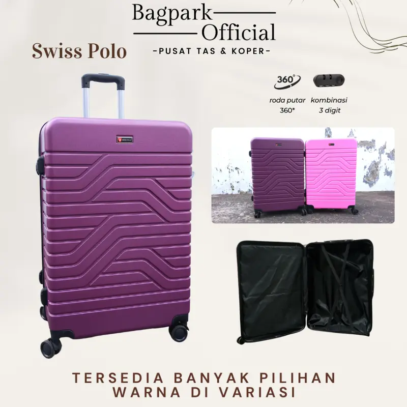 BAGPARK Koper Fiber Swiss Polo 28 Inch / Koper Jumbo / Motif Polos Garis /  Bagasi SIze / Koper Import / Koper Murah / Koper Mudik Jumbo / Koper Polo Fiber Jumbo 3