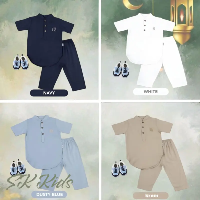 Setelan Koko Anak Laki-Laki Usia 6 Bulan-10 Tahun Bahan Katun - Muslim - Baju Nyaman Pendek 1