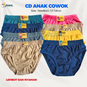 Grosir 12 Pcs clana dalam anak cowo Warna Terang -Celana Dalam Anak Laki Cd Anak Sempak- CD Anak Cowok Size S M L & XL spandex ukuran m pakaian dalam random warna
