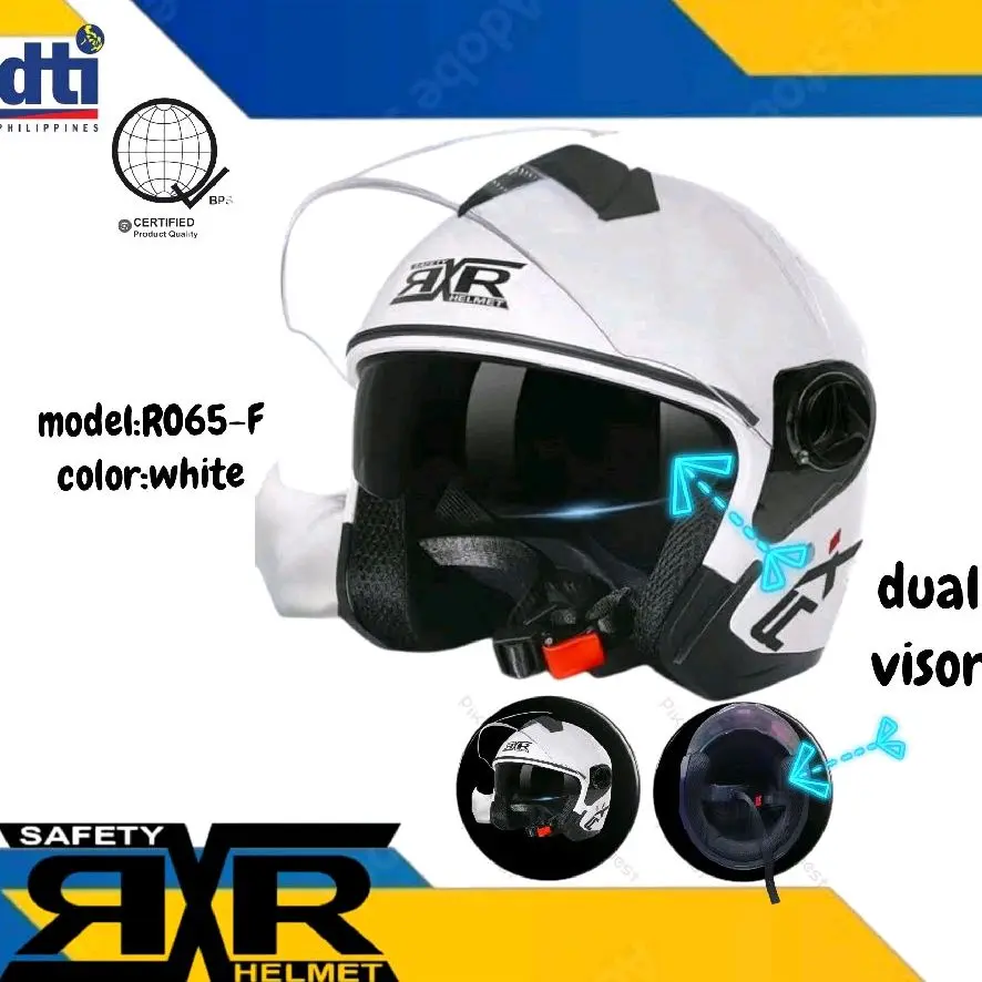 with box Motorcycle Half face helmet 065F-1 Dual visor With BPS with ICC free size M-L 58-60cm