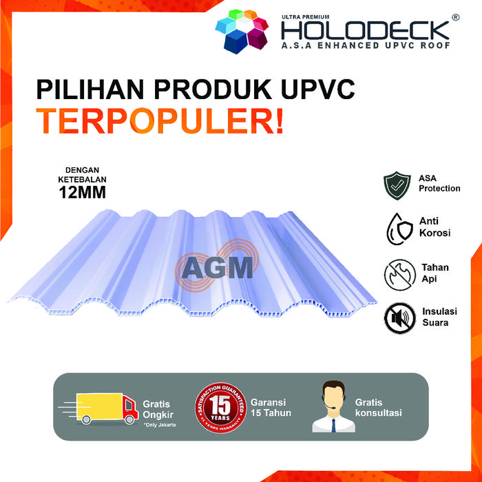 Jual ATAP UPVC ASA HOLODECK TRANSPARANT | UPVC ROOF WARNA TRANSLUCENT ...