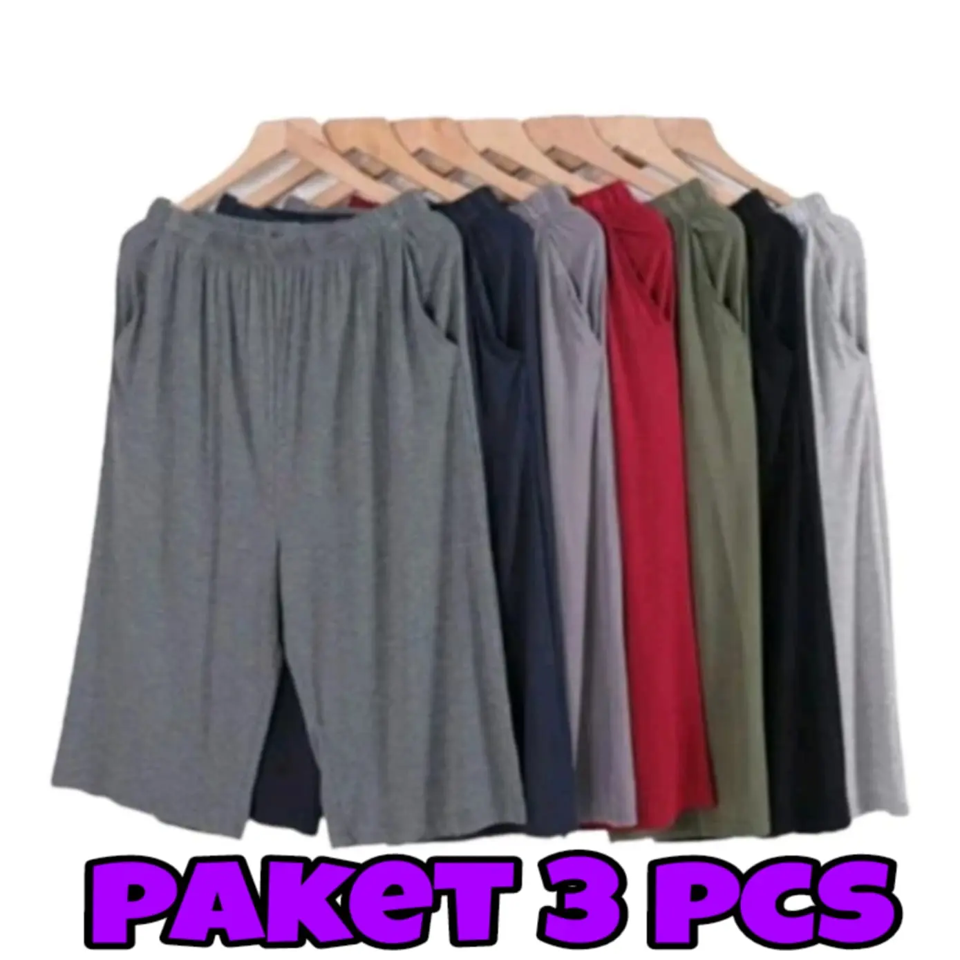 BARU PAKET 3 PCS CELAMIS PENDEK WANITA JUMBO CELANA PENDEK POLOS RUMAHAN SANTAI SELUTUT Shorts Katun Linen