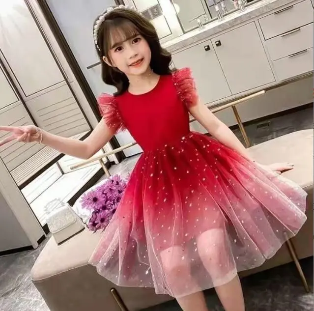 Girls Dress New Frozen Dress Princess Skirt Children Cotton Sequins Dress Kids Girl Fashion Clothing