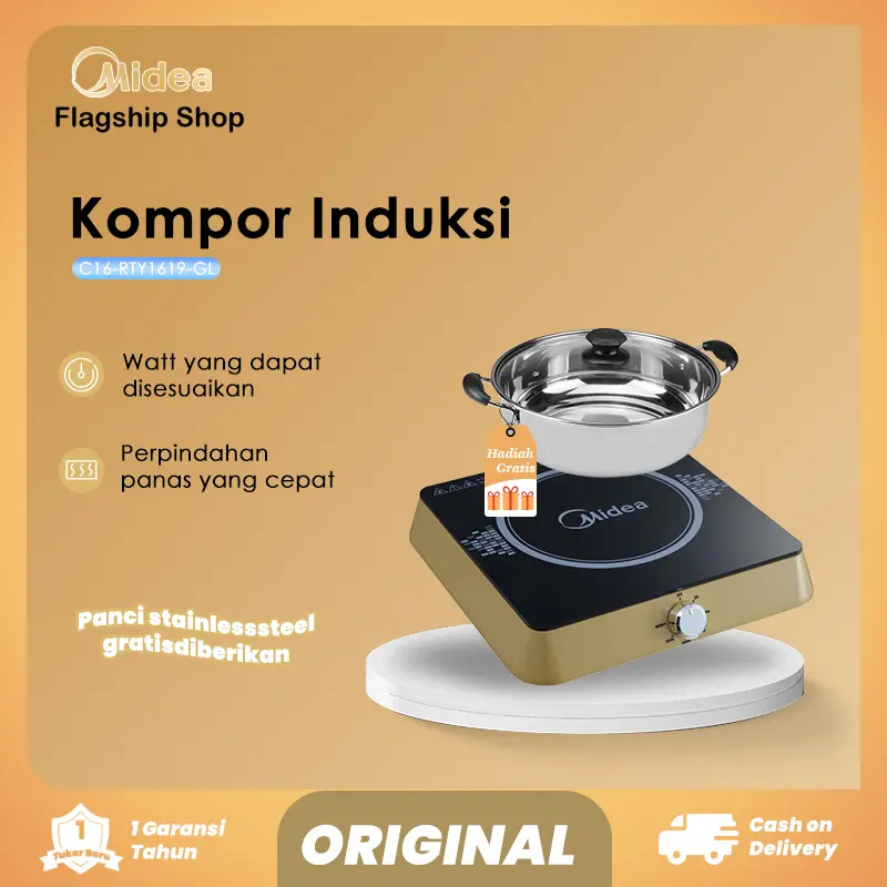 Kompor Induksi Midea / Midea Induction Cooker - Midea - C16-RTY1619-GL - (Gratis Panci / Free Pot)