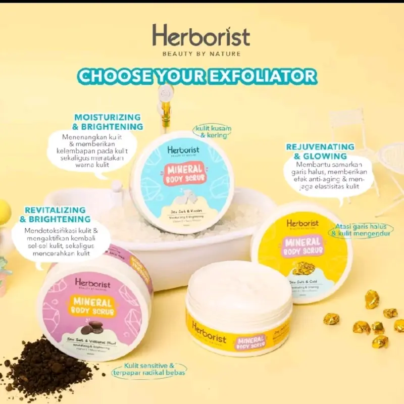 Herborist Mineral Body Scrub Lulur - Menutrisi Kulit Hingga Lapisan Terdalam - Mencerahkan, Kusam, Wajah, Facial 8