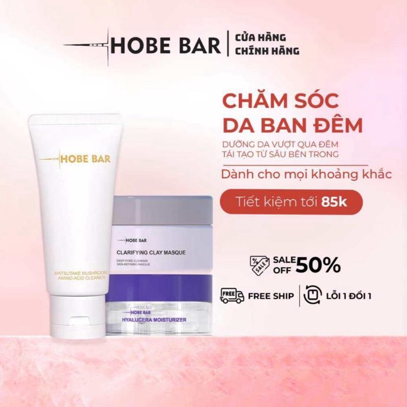 Combo Mặt Nạ Đất Sét + Sữa Rửa Mặt 50ml + Kem Dưỡng Ẩm 55ml HOBEBAR Dưỡng Sáng Da Sạch Sâu Cấp Ẩm