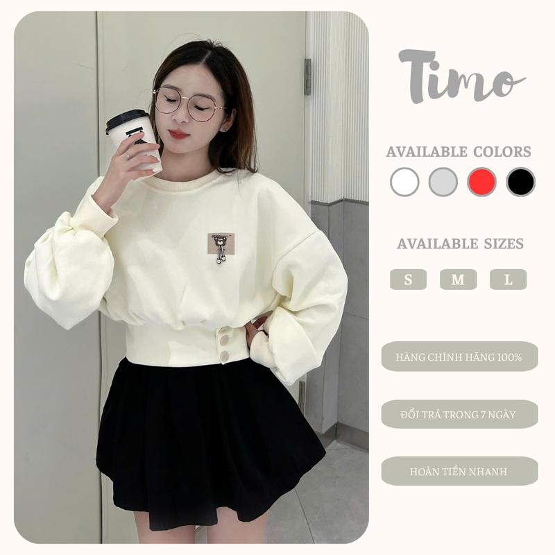 TOP BÁN CHẠY Áo kiểu nữ Timo áo nỉ áo sweater nữ dáng croptop tay dài phong cách Hàn Quốc AOT180 Women Hoodie