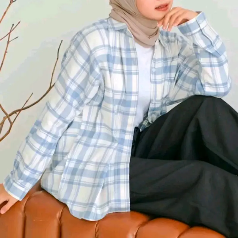 Kemeja Flanel Import Distro Pria Wanita Kemeja Kotak Kain Lembut 0