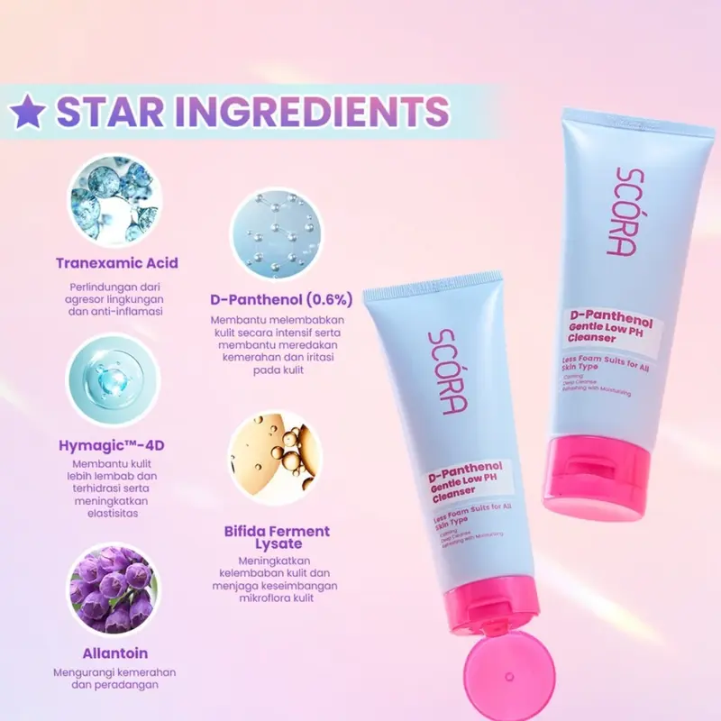 SCORA D-Panthenol Gentle Low pH Cleanser 100ml facial  wash sabun  wajah scora  pink Cleansing Membersihkan Muka Kotoran Kering Mencerahkan v it viral 2