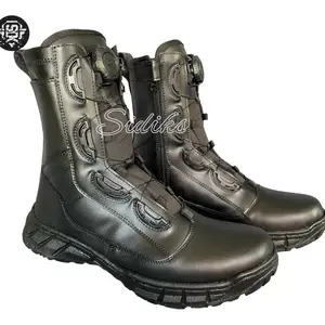 Sepatu pdl tali putar resleting kulit sepatu hitam polri