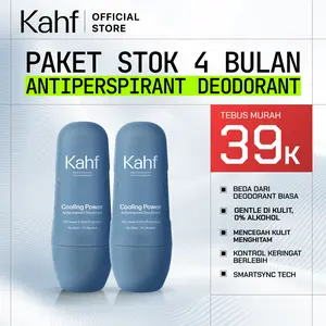 Twin Pack Kahf Deodorant Roll On Antiperspirant 45 ml - 2 pcs Deodoran Pria Freshness All Day, 0% Alcohol, Easy Application - 2in1 Deo Anti Iritasi, Bebas Bau, Tahan Keringat, Wangi Seharian - Suitable for Daily Use