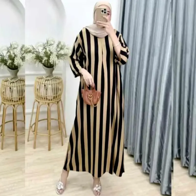 COD Daster Gamis Tangan 3/4 Motif Salur Terbaru Kekinian - Marun Salur Kcl, Satu Ukuran 0