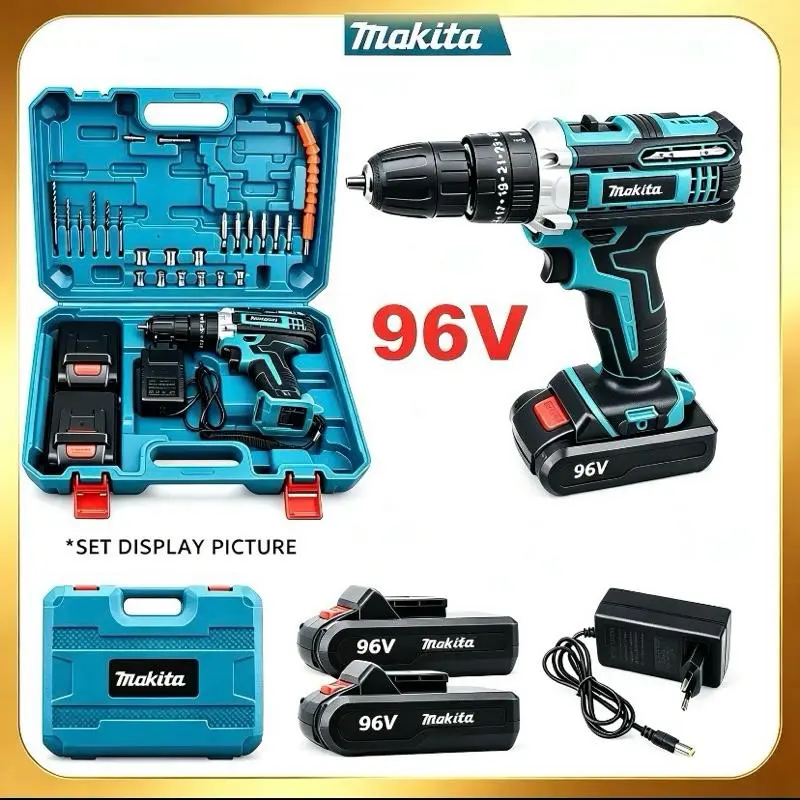Mesin Bor Listrik Cordless 88V / 96V – Cordless Drill & Screwdriver 10mm Mesin bor listrik cordless ini dirancang untuk membantu berbagai kebutuhan pekerjaan rumah tangga, renovasi, hingga proyek konstruksi ringan. Dengan desain ergonomi
