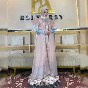 Gevina Dress Material Sutra Silk Pattern Ea Organza Sequeen  Exlusive By Elly Arsy Only Gamis (Tanpa Hijab)